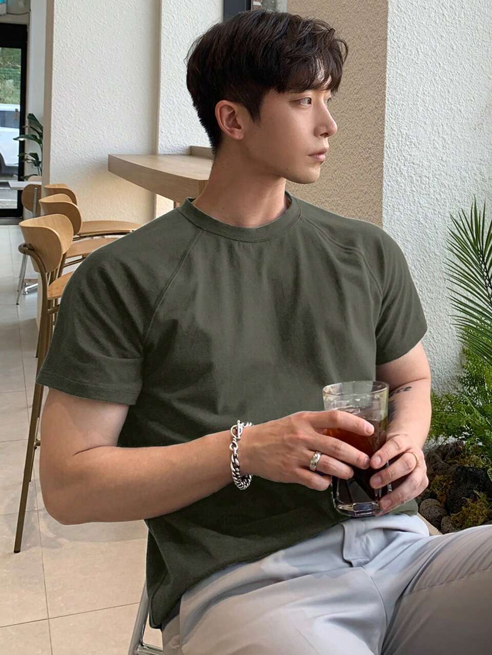Men's Raglan Sleeve Plain T Shirt For Summer Easter
