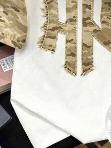 Manfinity Dauomo Men's Casual Embroidered Camouflage Faux Denim Print Round Neck Short Sleeve T-Shirt - Multicolor - View 4