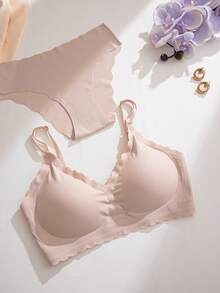 8pcs Comfortable Wavy Edge Jelly Gel Tape Removable Strap Seamless Bra Set - Multicolor - View 6
