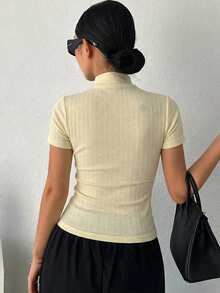 DAZY Women Casual Turtleneck Slim Fit Base Layer Top - Yellow - View 3