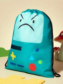ADVENTURE TIME X SHEIN 1pc Cute Cartoon Character Printed Drawstring Backpack, Shoulder Strap Length Adjustable, Suitable For Students, Men, Women, Suitable For Outdoor Hiking, Trekking, Commuting, Adventure, BOM - Deep lake blue - View 6
