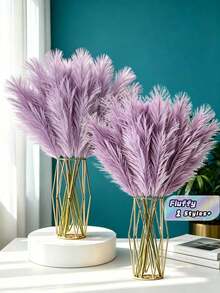 5/10/20/30 Stems Artificial Pampas Grass - Fluffy Grey Lavender Faux Bunny Tails For Wedding Bouquet, Home Decor, Fall & Seasonal Arrangements - Purple - View 1