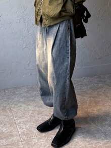 DAZY Jeans holgados de hombre con lavado desgastado - Azul - Ver 6