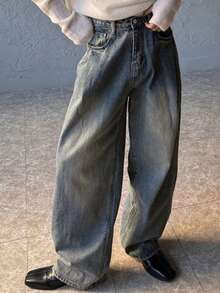 DAZY Jeans holgados de hombre con lavado desgastado - Azul - Ver 7