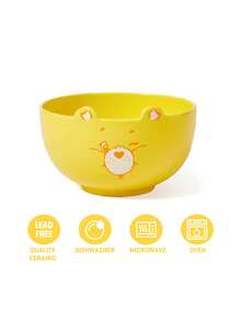 SHEIN X Care Bears 1 chiếc bát ăn sáng hình nhân vật hoạt hình dễ thương đường kính 12cm, bát súp sâu 420ml, bát tráng miệng bằng gốm sứ, thích hợp đựng salad, mì Ý, yến mạch, mì ramen, dùng được trong lò vi sóng và máy rửa chén, thích hợp cho Ngày Valentine. - Màu vàng - Xem 3