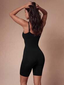 Lazeform Mono De Bodycon Con Correa De Espagueti De Color Sólido Para Mujeres - Negro - Ver 2