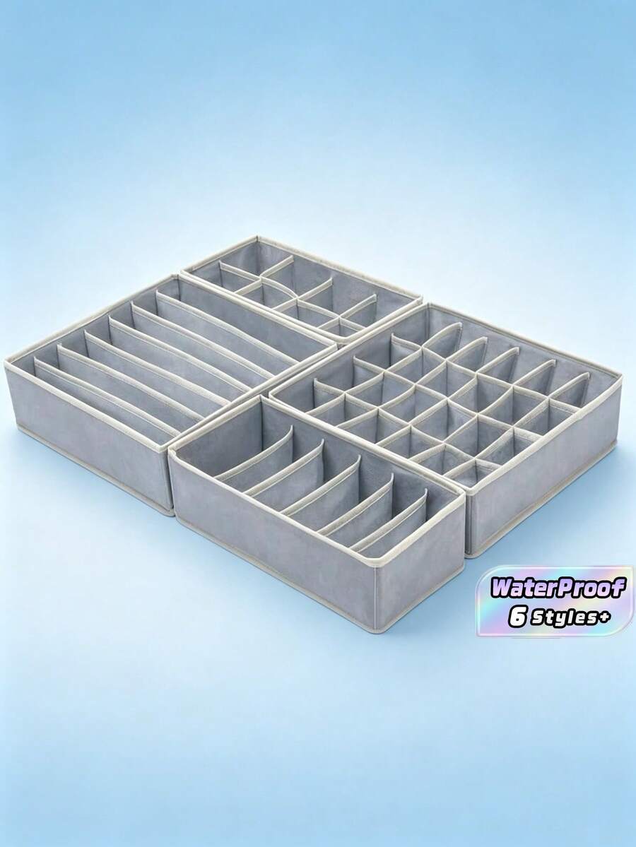 Hộp đựng đồ lót và áo ngực có thể gấp gọn, hộp chia ngăn tủ quần áo bằng vải, hộp đựng quần áo để đựng đồ lót, quần lót, tất, quần đùi, cà vạt, đồ trang trí lễ hội, trang trí phòng, trang trí nhà cửa, trang trí phòng ngủ, hộp đựng đồ, đồ dùng gia đình, áo thun trắng nữ, quần đen nữ, quần áo mùa đông nữ, váy. - viền trắng xám - Xem 1