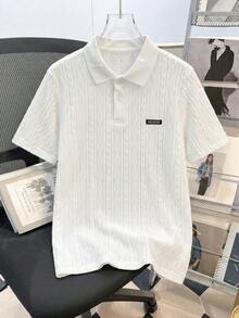Mirajuku Áo thun polo cổ bẻ họa tiết thường ngày cho bé trai, thời trang mùa hè mới về - trắng - Xem 1