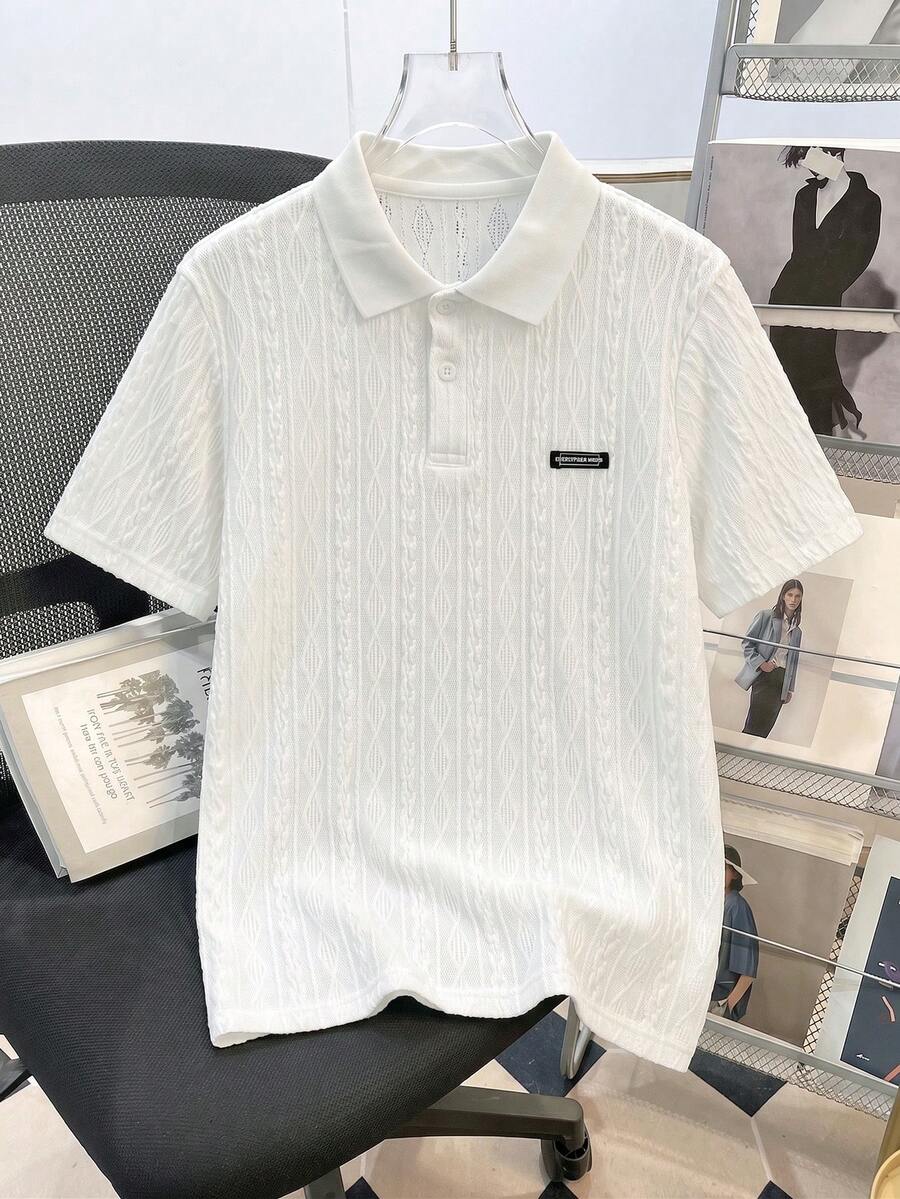 Mirajuku Áo thun polo cổ bẻ họa tiết thường ngày cho bé trai, thời trang mùa hè mới về - trắng - Xem 1