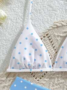 SHEIN Set Baju Renang Anak Perempuan Remaja, Kasual, Liburan, Lucu, Motif Acak, Kain Rajut, Atasan Halter yang Dapat Diatur dan Bawahan Segitiga 2pcs, Bolak-balik, Cocok untuk Liburan Musim Panas di Pantai, Kolam Renang, Pesta, dan Liburan. - MultiWarna - View 7