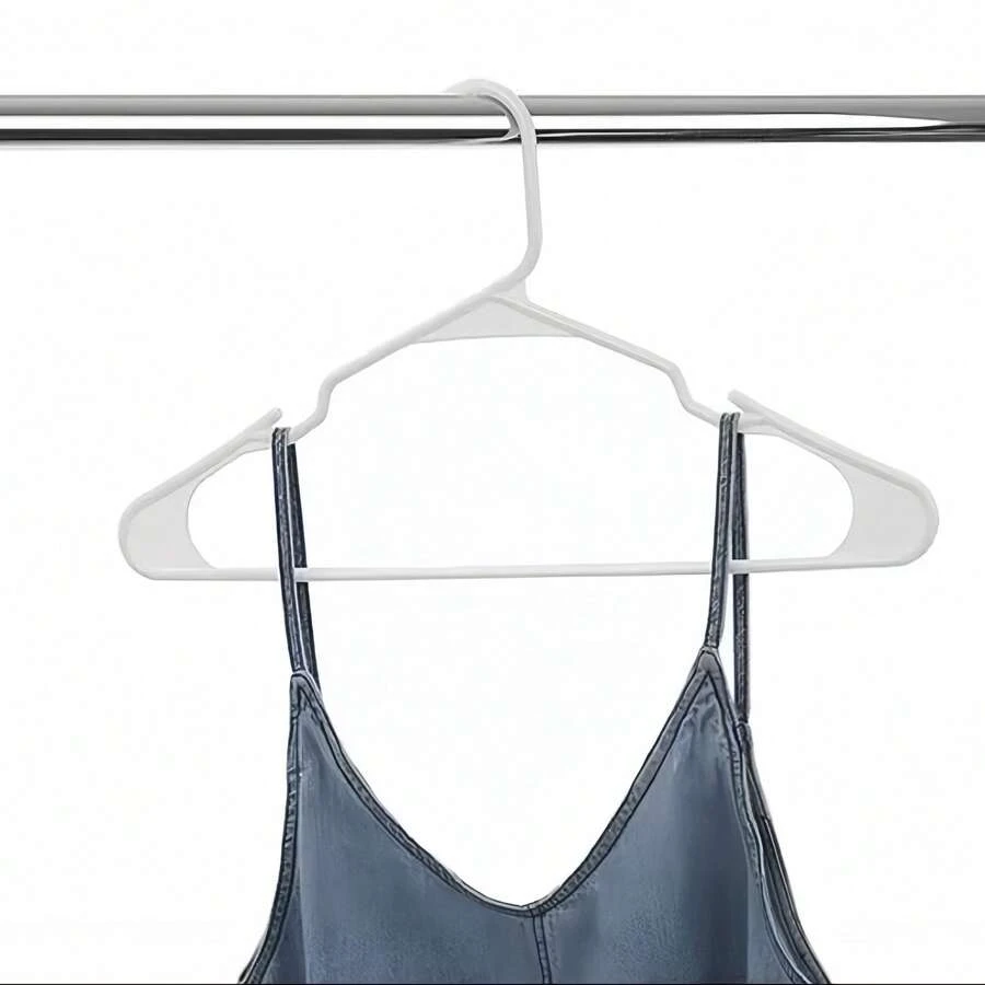 10/20Pcs Simple Plastic Clothes Hangers Multi Function Non-Slip Baby Kids Clothing Hanging Rack Wardrobe Storage Organizer For Home Bedroom Drying Use - White - View 1