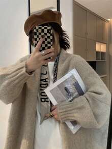 Knitted Cardigan For Women - Apricot - View 5