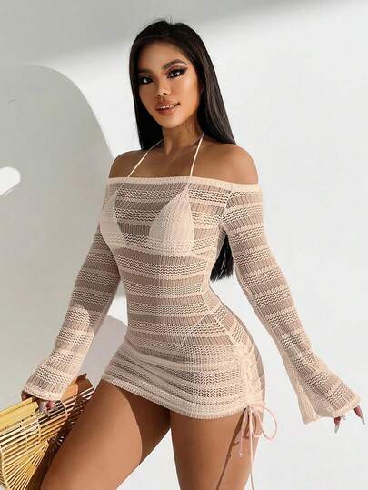 Swim Vcay 1 pieza Cubrecuerpo de mujer de unicolor de manga larga, de moda para el verano
