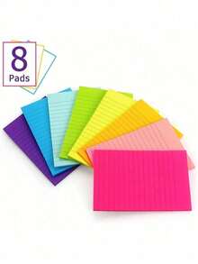 SHEIN 1/8 piezas Notas adhesivas grandes 4x6 IN, (46 hojas/bloque) Notas adhesivas rayadas 4x6 de colores brillantes/pastel, Blocs de notas adhesivas grandes rayadas, Notas adhesivas grandes a granel rayadas, Vuelta al cole - Unitalla - Ver 8