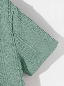 SHEIN Tween Boy Collared Solid Color Short Sleeve Polo Shirt - Dark Green - View 5