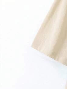 EMERY ROSE Casual Minimalist Plus Size V-Neck Heart Print T-Shirt, Suitable For Summer - Apricot - View 3