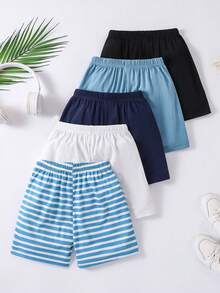 SHEIN Vintaside Kids Young Boy 5 cái/bộ quần short thường ngày mùa hè - Nhiều màu - Xem 2