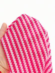 SHEIN Elladie kids 2件套女童条纹提花针织宽松背心短裤套装，适合休闲、度假、运动、夏季穿着 - 粉色 - 查看 4