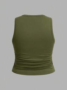 Solflare Women's Casual Minimalist Solid Color Plus Size Round Neck Tank Tops 3pcs Set Suitable For Summer - Multicolor - View 11