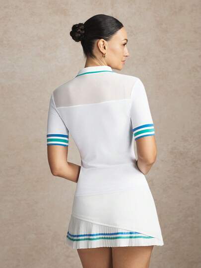 Activina Women's Contrast Stripe Short Sleeve Sports Polo Shirt