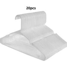 10/20Pcs Simple Plastic Clothes Hangers Multi Function Non-Slip Baby Kids Clothing Hanging Rack Wardrobe Storage Organizer For Home Bedroom Drying Use - White - View 7