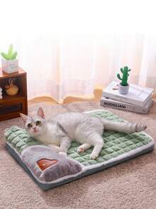 This Pet Mattress Is Suitable For All Seasons And Can Be Machine-Washed. This Orthopedic Pet Mattress Features Reinforced Edges That Are Anti-Slip And Non-Deformable, Making It An Essential Comfort Item For Dogs And Cats. It's Suitable For Small, Medium, And Large Dogs, And Can Provide A Warm Resting Place For Pets Even On Cold Winter Nights. - Green - View 2