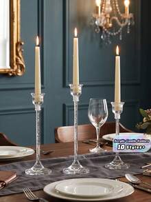 1Set European Style Acrylic Candle Holder Dining Table Candle Cup Wedding Ornament Candlelight Dinner Fashion Acrylic Candlestick Holders For Outdoor Patio Decoration, Desk Decoration, Scented Candle Powder, Candlelight Dinner, Room Ambiance, Suitable For Wedding, Family Gathering, Party - Multicolor - View 2
