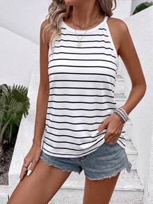 EMERY ROSE New Fashion Printed Striped Versatile Tank Top For Women - Multicolor - View 3