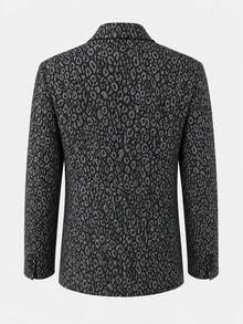 Manfinity Mode Áo blazer nam công sở in họa tiết jacquard dệt kim, kiểu dáng thường ngày. - màu đen - Xem 2