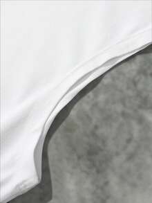 Manfinity Homme Men's Casual Everyday Commute Minimalist Letter Print Loose Fit Tank Top, Summer - White - View 4