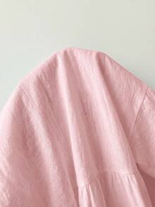 SHEIN EZwear 100%純粉色亞麻編織女款襯衫，夏季上衣，適合日常通勤、約會、派對、秋冬/夏季、聖誕節、新年、感恩節、派對、婚禮、海灘、畢業典禮、時尚、優雅、休閒、外出、約會、預約、通勤、亮麗、情人節、優雅、度假、休閒、Y2K、外出、畢業典禮及其他場合。 - 淺粉色 - 查看 7