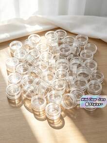 25 Peças Mini Potes de Creme Transparentes com Tampas Transparentes, Pequenos Recipientes de Amostra de Maquiagem, Potes Cosméticos de Plástico Vazios de 3g-20g, Garrafas de Amostra Transparentes para Sombra, Creme e Bálsamo Labial, Itens Essenciais de Viagem, Potes de Cosméticos de Amostra, Minifrascos Vazios - Transparente - Visão 1