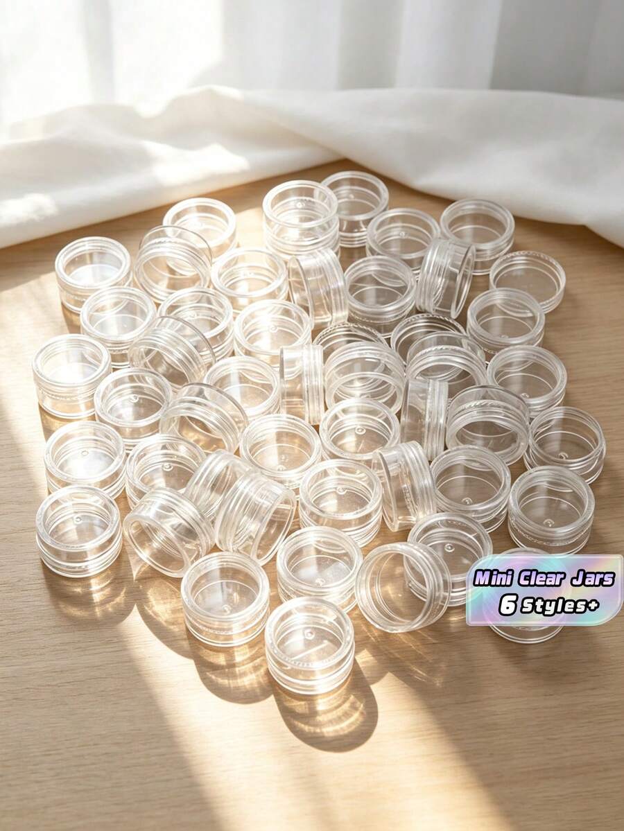 25 Peças Mini Potes de Creme Transparentes com Tampas Transparentes, Pequenos Recipientes de Amostra de Maquiagem, Potes Cosméticos de Plástico Vazios de 3g-20g, Garrafas de Amostra Transparentes para Sombra, Creme e Bálsamo Labial, Itens Essenciais de Viagem, Potes de Cosméticos de Amostra, Minifrascos Vazios - Transparente - Visão 1