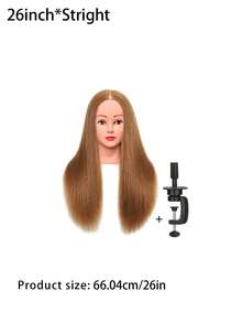 SHEIN 26 Inch Long Fiber Hair Mannequin Head, Hair Styling Training Practice Head With Free Desktop Bracket, Professional Hairdresser Practice Tool - Brown - View 11