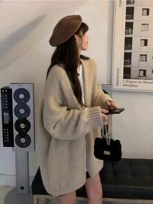 Knitted Cardigan For Women - Apricot - View 3