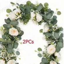 1/2 Stücke 180cm hochwertiger künstlicher Eukalyptus Rattan, weißer künstlicher Rose Rattan, künstliche Blumen für Hochzeit, Festliche Geburtstags-Hochzeitsparty Hintergrund Dekoration, Tisch Theke Treppe Dekoration, Hochzeitsstuhl Dekoration, Innenraum Mittel Dekorationshintergrund Rose Rattan, Heimdekoration - Weiss - Übersicht 13