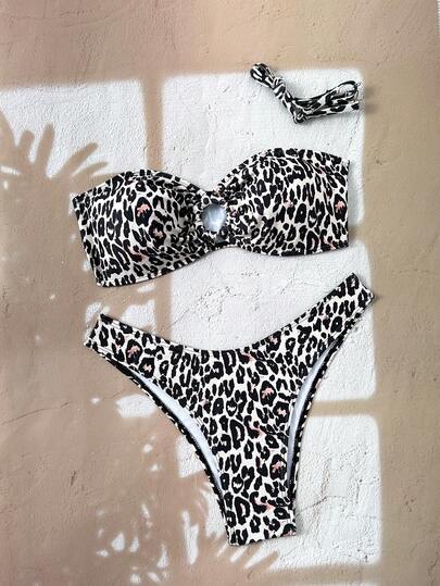 Swim Mod Biquíni feminino de alças finas, sexy, para férias na praia, verão.