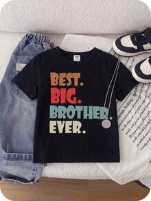 SHEIN Young Boy Slogan Graphic Tee - Black - View 1