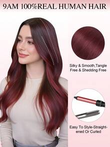 8Pcs 16 Clips Straight Clip In Hair Extensions Real Remy Human Hair #99J Wine Red, 12-18 Inch Double Weft Invisible Clip In Hairpieces, Help Add Hair Volume & Boost Hair Color Layer, Ideal For Full Head Daily Use For All Women And Girls - S99J - View 9
