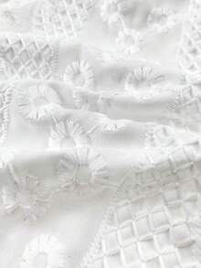 Cozy Pixies Baby Girl White Summer Cute Elegant Birthday Short Sleeve Cardigan,Ruffle Collar Loose Fit 3D Floral Embroidery,Comfortable Flower Girl Wedding Party - White - View 4