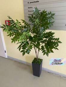 76/140cm Tropical Artificial Ficus Tree Fake Large Nandina Tree Branch Plastic Palm Tree Tall Green Banyan Plants For Home Garden Office Decor Without Pot - Green - View 1
