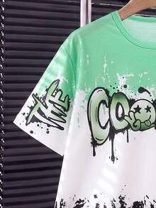 Tween Boy Contrast Color Round Neck Short Sleeve T-Shirt And Shorts Casual Set - Multicolor - View 8