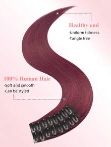 8Pcs 16 Clips Straight Clip In Hair Extensions Real Remy Human Hair #99J Wine Red, 12-18 Inch Double Weft Invisible Clip In Hairpieces, Help Add Hair Volume & Boost Hair Color Layer, Ideal For Full Head Daily Use For All Women And Girls - S99J - View 4