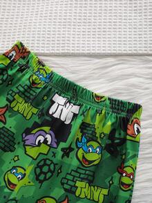 TEENAGE MUTANT NINJA TURTLES | SHEIN 男童圆领卡通字母印花短袖上衣和短裤休闲家居服套装 - 彩色 - 查看 6