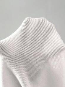SHEIN Solid Ribbed Knit Crop Jumper - White - View 9