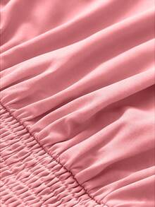Maweii Plus Size Elegant Solid Color Hollow Ruffle Hem Camisole Dress, Summer - Pink - View 7