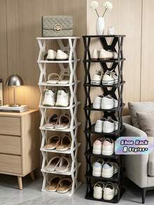 Space Saving 9-Layer Vertical Shoe Rack - Narrow Plastic Shoe Rack That Can Store 9 Pairs Of Shoes, Easy To Assemble, Ideal For Entrances, Wardrobes, Corridors, Bathrooms, And Dormitories - Sturdy , Stackable Design, Shoe Storage And Organizing Rack - Multicolor - View 1