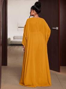 Maweii Plus Size Mustard Yellow Long Sleeve Casual Elegant Commuting Party Formal Outing Versatile 2 Pieces Set Fall - Yellow - View 6