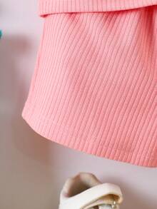 SHEIN Young Boy Summer Solid Color Round Neck Short Sleeve Pocket T-Shirt And Shorts Casual 2-Piece Outfit - Pink - View 9