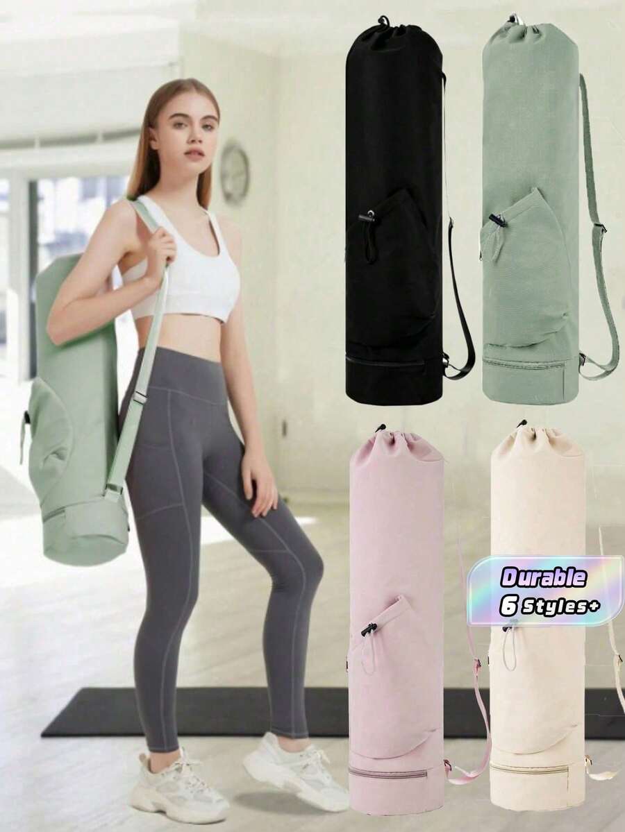 Bolsa para esterilla de yoga con bolsillo para botella de agua, bolsillo húmedo y cuerda ajustable, bolsa portaestera de yoga multifuncional para almacenamiento, bolsa de deporte y gimnasio - regalo para mujeres - Multicolor - Ver 1
